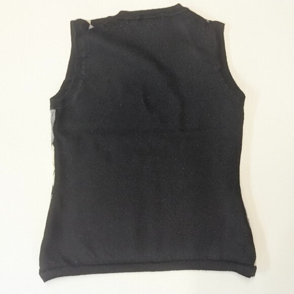 *FLAW Brooks Brothers 346 Argyle Sweater Black/Gray/Cream *M XS 100% Merino Wool - Picture 2 of 11